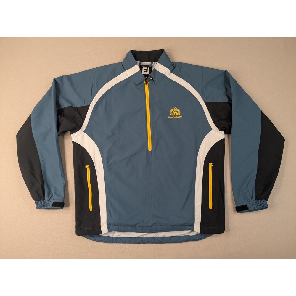 FootJoy Mens Hiwan Golf Club Invitational 1/4 Zip Windbreaker Jacket Blue Medium